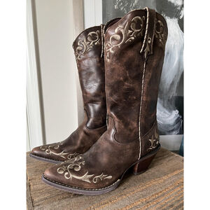 Durango Crush Boots Womens Size 8M Western Embroidered Leather Cowboy RD3203